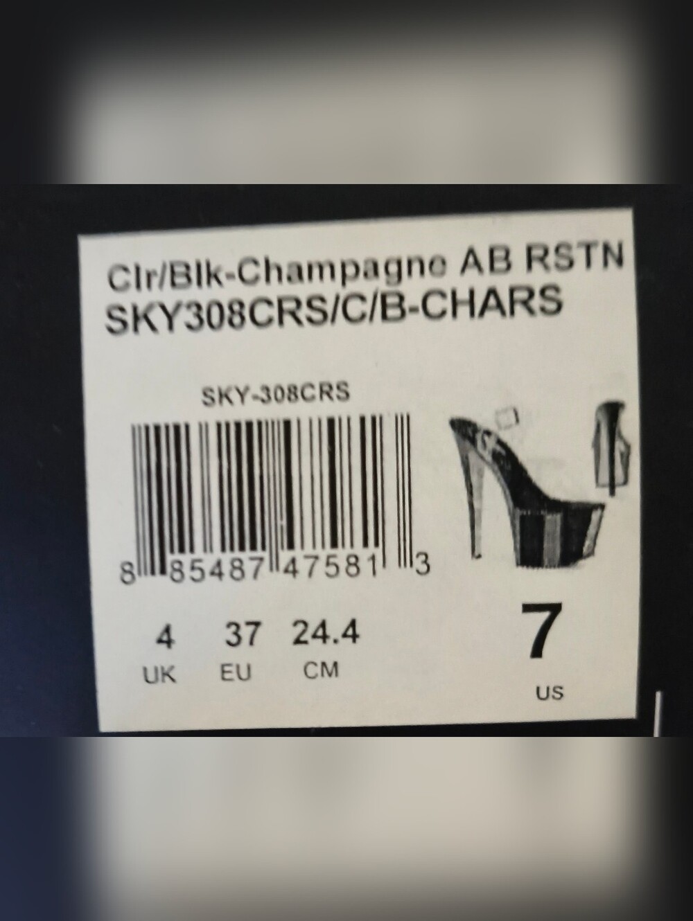 New In Box Pleaser Sky-308CRS Clear/Black-champagne Size 7 - Picture 5 of 14
